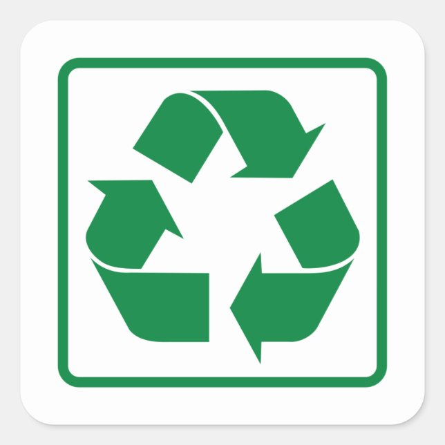 grün recycelnd Symbol Quadratischer Aufkleber (Vorderseite)