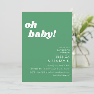 Grün Retro Bold Oh Baby Party Lustig Spielend Einladung