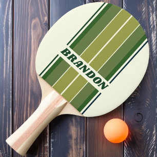 Grün Retro Fünf Brett Streifen mit Namen Tischtennis Schläger