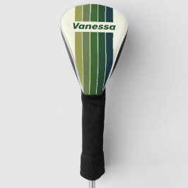 Grün Retro Fünf-Pin-Gestreift mit Namen Golf Headcover