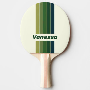Grün Retro Fünf Pin Gestreift mit Namen Tischtennis Schläger