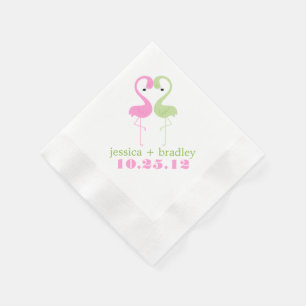 Grün-rosa Flamingos Strand Hochzeit Serviette