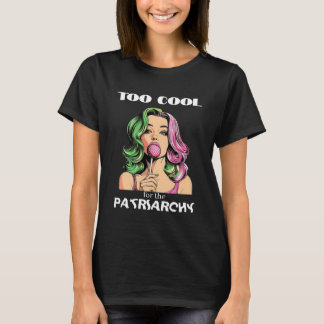 Grün Rosa Haar Popart Mädchen Feministin T-Shirt