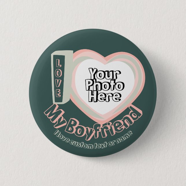 Grün rosa Herz I Liebe Mein Freund Button (Vorderseite)