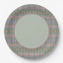 Grün rosa und Mauve Pappteller