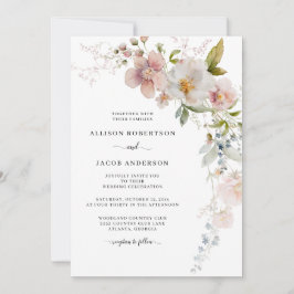 Grün rosa Wildblume Blumenzehen Einladung