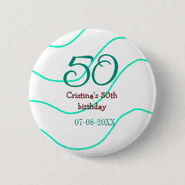 Grün rot 50 Geburtstagsjubiläum Namensdatum p Button