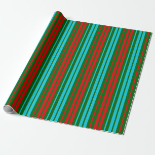 Grün Rot Blau Streifen Muster Geschenkpapier
