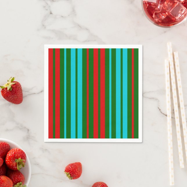 Grün Rot Blau Streifen Muster   Serviette (Beispiel)