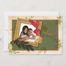 Grün, Rot, Creme, Gold Weihnachts-Weihnachtskarte Feiertagskarte