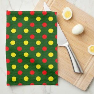 Grün Rot Gelb Polka-Punkte-Design Geschirrtuch