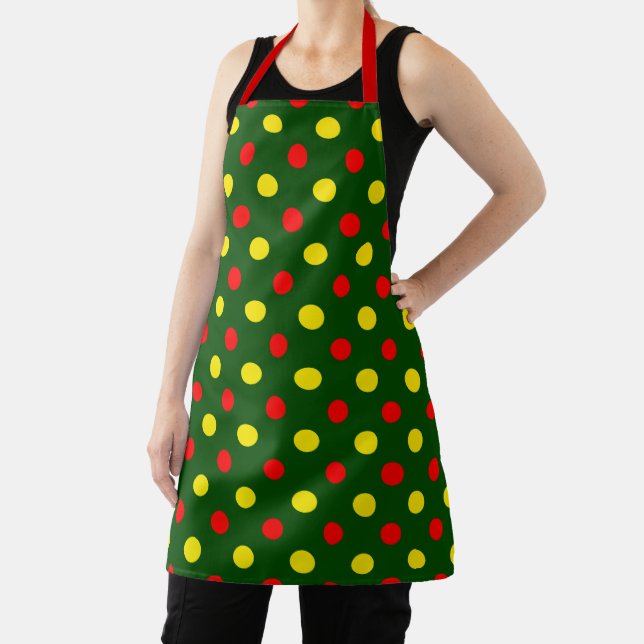 Grün Rot Gelb Polka-Punkte-Design  Schürze (InSitu)