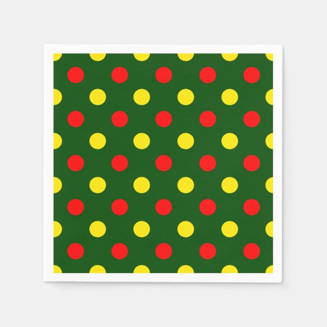 Grün Rot Gelb Polka-Punkte-Design  Serviette (Vorderseite)