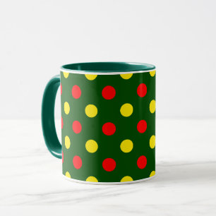 Grün Rot Gelb Polka-Punkte-Design  Tasse