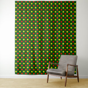 Grün Rot Gelb Polka-Punkte-Design Wandteppich