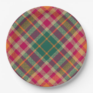 Grün Rot Gelb Schottischer Tartan Kariert Pappteller