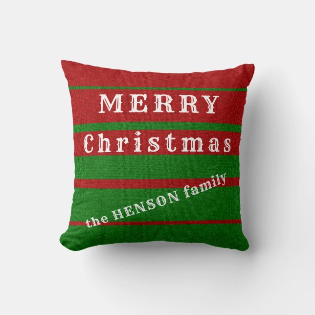 Grün Rot Knittern Frohe Weihnachtszeit Familie Url Kissen (Vorderseite)