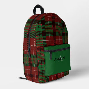 Grün, Rot, Schwarz Personalisiert Kariert Bedruckter Rucksack