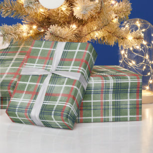 Grün Rot Weiß Kariert Gestreift Weihnachten Geschenkpapier