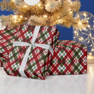 Grün Rot Weiß Kariert Weihnachtsgeschenkpapier Geschenkpapier