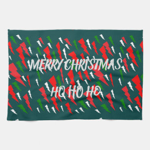 Grün-rot-weißer Design Text frohe Weihnachten Geschirrtuch