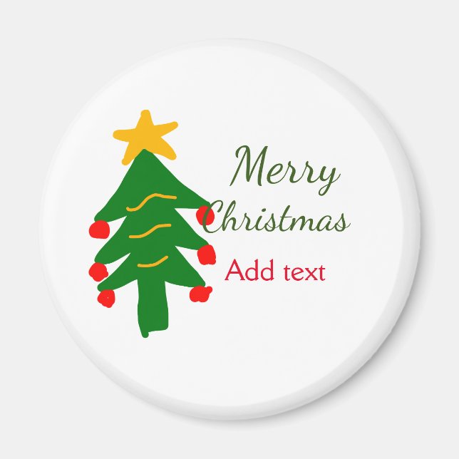 Grün rote Weihnachtsbaum fröhliche Weihnachtsnacht Magnet (Vorne)
