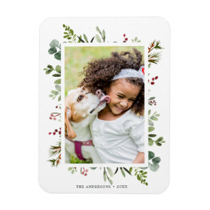 Grün-rotes Beeren-Feiertags-Foto Magnet