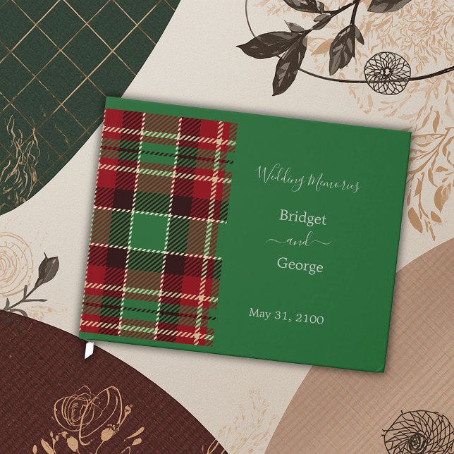 grün Rustic Scottish Tartan Wedding Gästebuch (Von Creator hochgeladen)