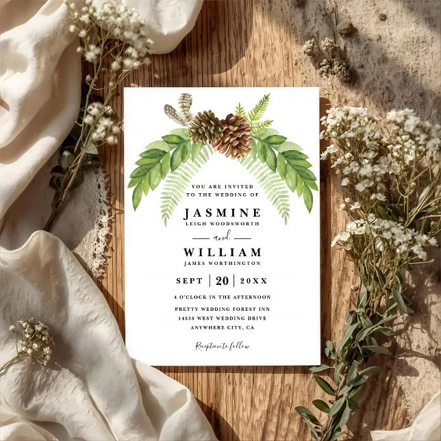 Grün Rustikal Elegant Modern QR-Code Hochzeit Einladung (Von Creator hochgeladen)