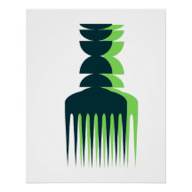 Grün schattierte Afro-Kamm-Poster