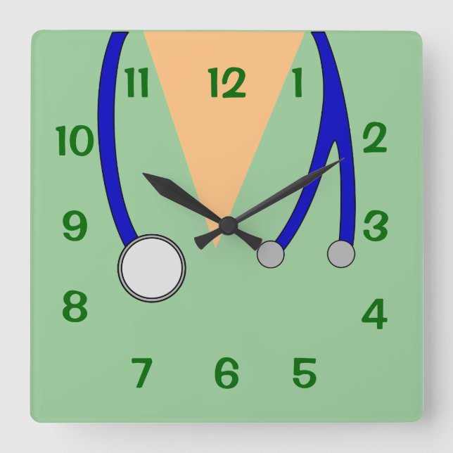 Grün scheuert sich und Tierärzte der Quadratische Wanduhr (Vorderseite)
