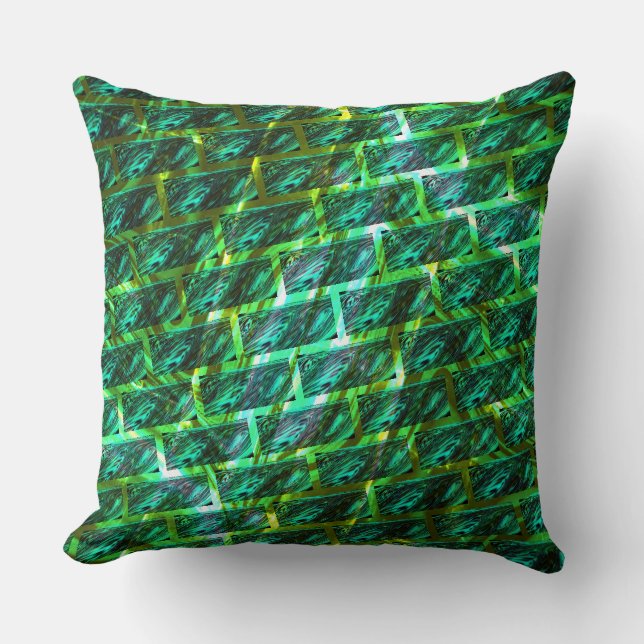 Grün schmuddelig, gekratzt, Gitter oder andere Zie Kissen (Vorderseite)