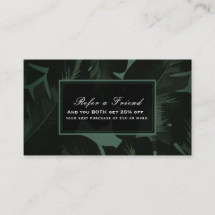 Grün & Schwarz Chic Tropical Leaves Empfehle einen Empfehlungskarte