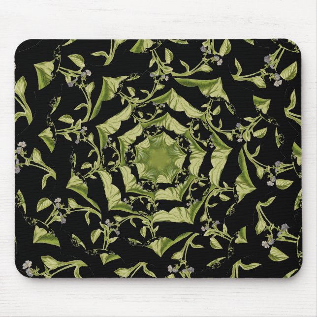 Grün-Schwarz-Natur-Hypnose-Fraktal Mousepad (Vorne)