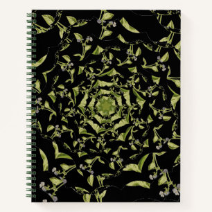 Grün-Schwarz-Natur-Hypnose-Fraktal Notizbuch