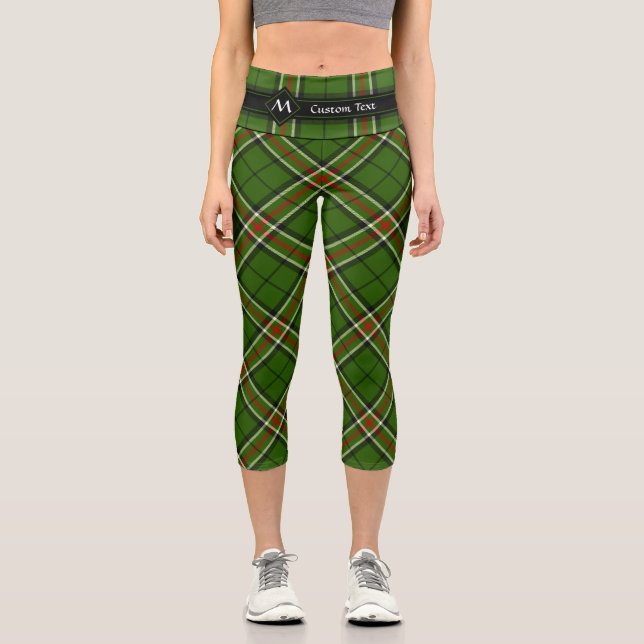 Grün, Schwarz, Rot und Weiß Capri Leggings (Vorderseite)