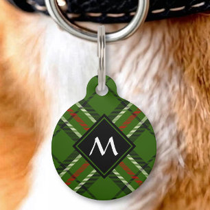 Grün, Schwarz, Rot und Weiß Tartan Haustiermarke
