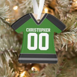 Grün/Schwarz/Silber Custom Hockey Trikot Ornament