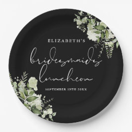 Grün Schwarz und Weiß Bridesmaids Luncheon Pappteller