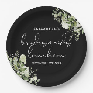 Grün Schwarz und Weiß Bridesmaids Luncheon Pappteller