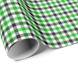 Grün Schwarz und Weiß Karo Gingham Geschenkpapier