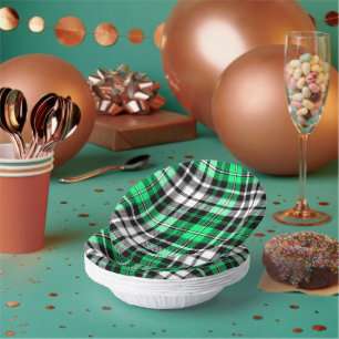 Grün Schwarz Weiß Kariertes Tartan Muster Design Pappteller