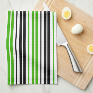 Grün Schwarz Weiß Streifen Muster Design  Geschirrtuch
