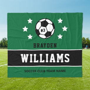Grün schwarze benutzerdefinierte Fußballname und - Fleecedecke