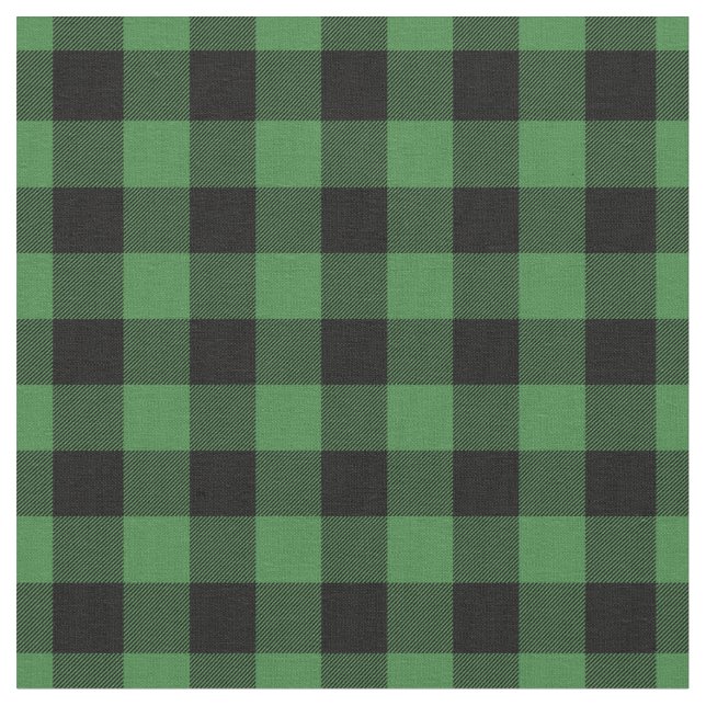 Grün-schwarzer Gingham-Karo Stoff (Nahaufnahme)