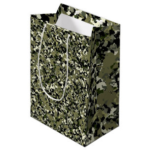 Grün schwarzes Creme-Tarnmuster-Party Mittlere Geschenktüte