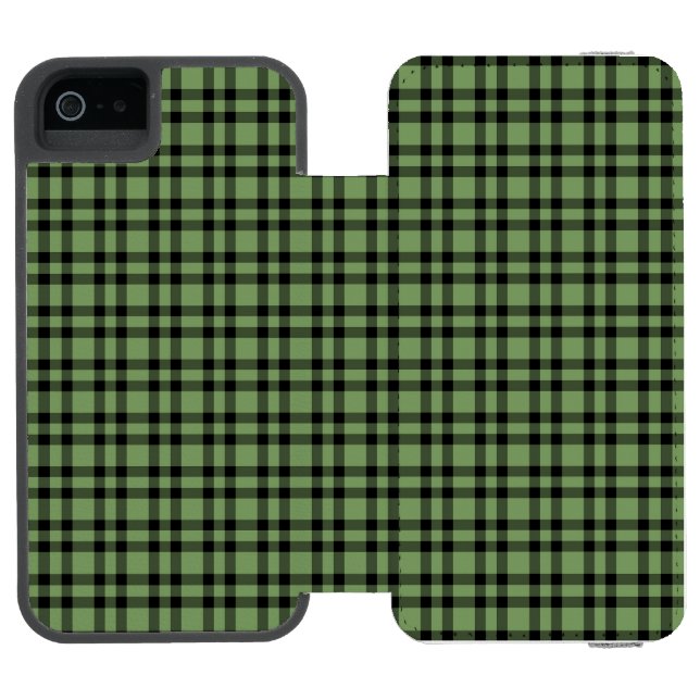 Grün-schwarzes Karomuster Incipio iPhone Geldbeutel-Hülle (Folio Geöffnet)