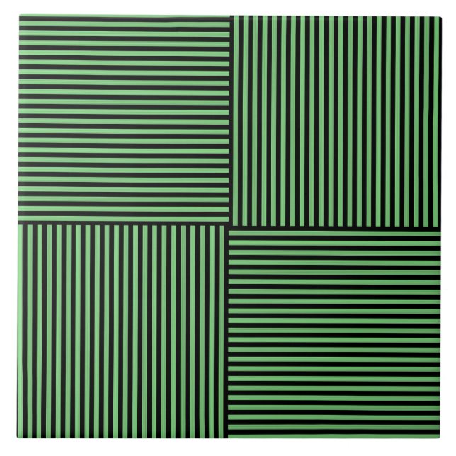Grün-schwarzes Streifenmuster Fliese (Vorderseite)