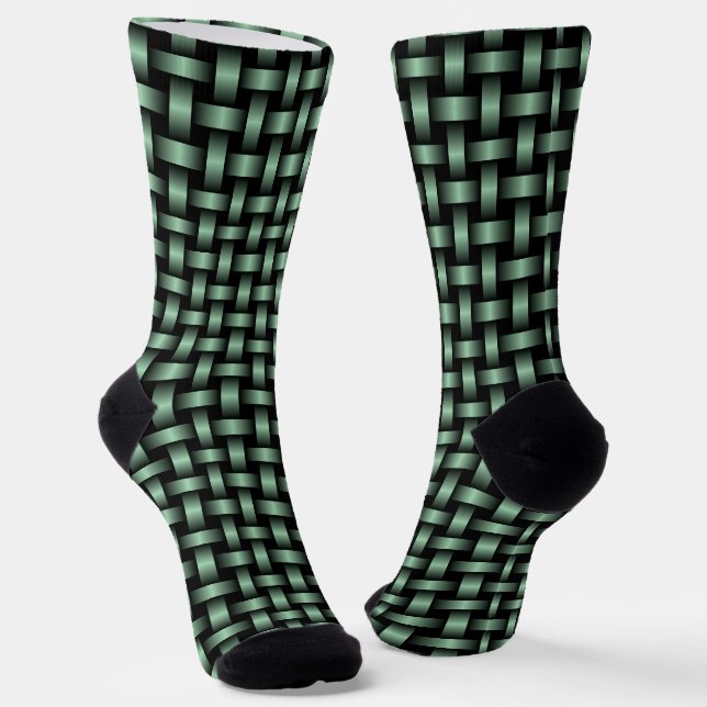 Grün schwarzes Webmuster Socken (Gewinkelt)