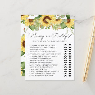Grün Sonnenblume Mommy oder Daddy Baby Shower Game